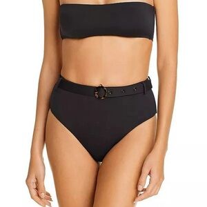 NWT Aqua Black Belted High-Waist Bikini Swim Bottoms Size Medium